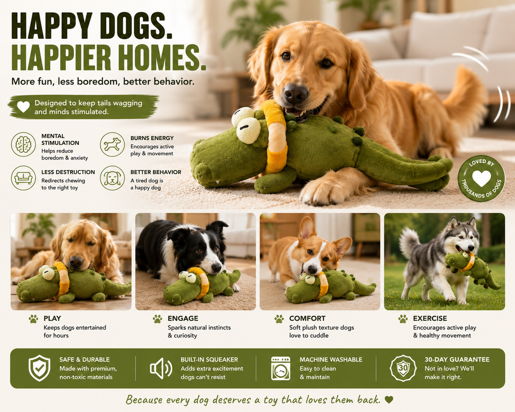 Interactive Crocodile Dog Toy - Moving Tail Fun Toy for Dogs